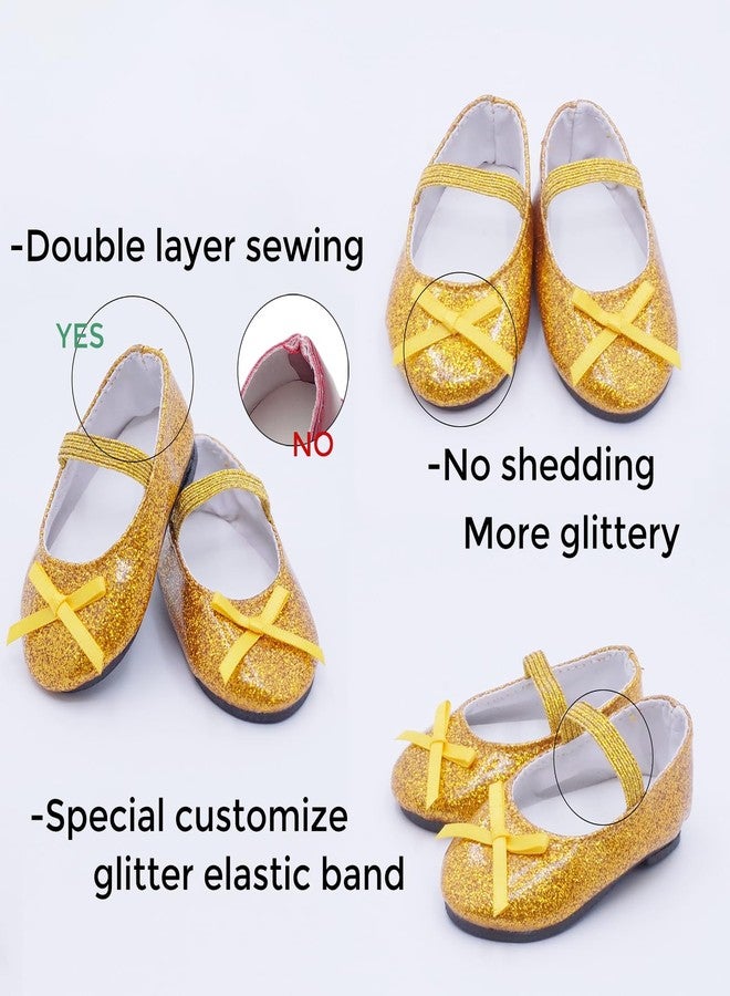 Etistta 7 Pairs of Glitter Doll Shoes Fits for 18 inch Doll Shoes American Dolls Sparkle Accessories - Image 3